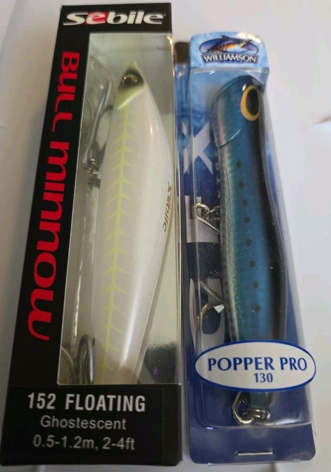 Lote de 2 - Señuelo Williamson Popper Blu Sardina 1,25 oz y Sebile Bull Minnow Blanco 2 oz Foto 2 de 4