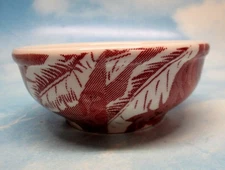 Wallace China RED Shadowleaf Palm  OATMEAL or CHILI BOWL 5" Tiki