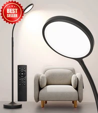 LED Floor Lamp Super Bright Dimmable Remote Gooseneck Reading Light Black