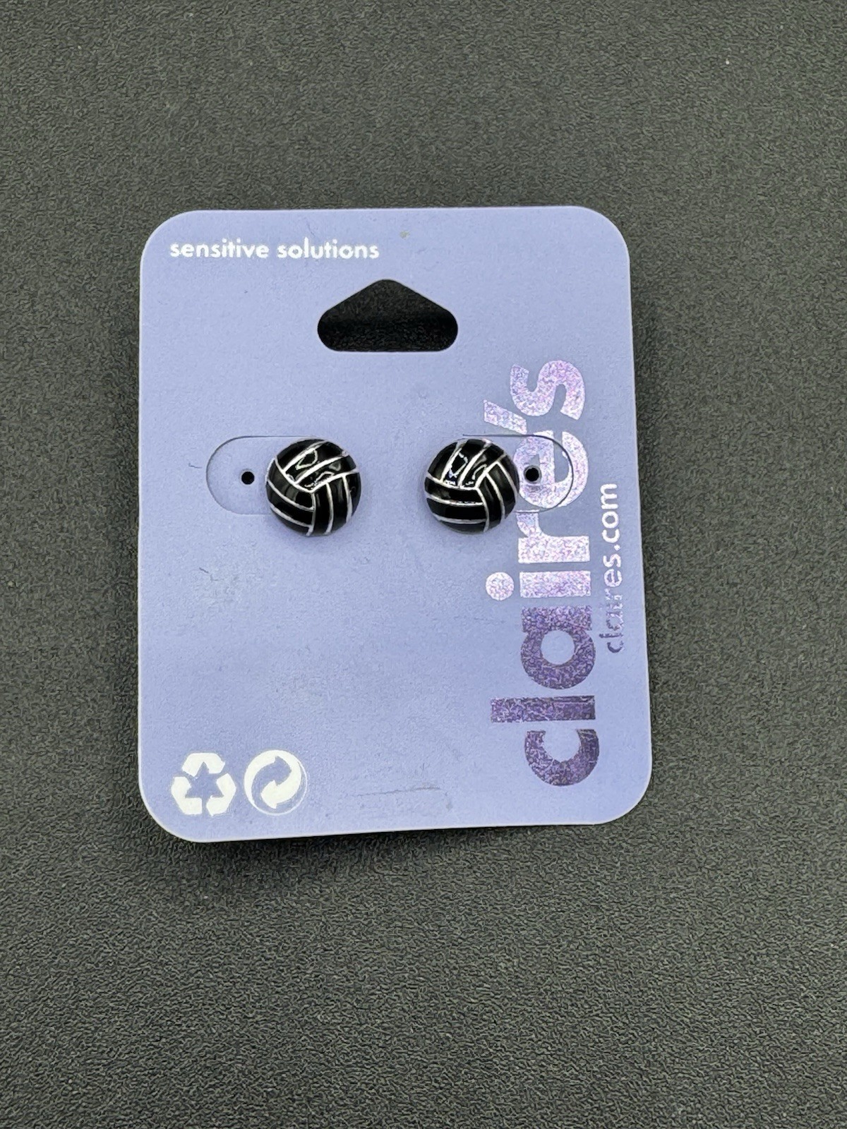 Claire’s Sensitive Solutions Black Silver Swirl Knot Stud Earrings NWT