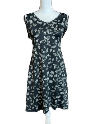 Fig Axa sleeveless V-neck dress with leaf print medium