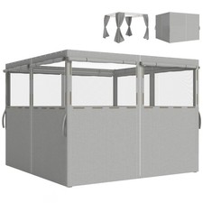 Seitenw&auml;nde f&uuml;r Pavillon 3x3 m 4er Set Hellgrau mit Fenstern