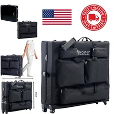 Massage Table Carry Case with 4 Wheels and Adjustable Shoulder Strap Black