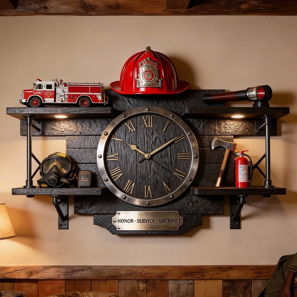 Personalized Gifts For Firefighters Hanging Wall Clock - Fathers Day Gifts