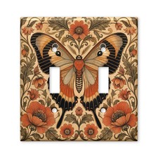 Tan Orange Butterfly Poppy Garden Light Switch Plate Cover Decorative Toggle