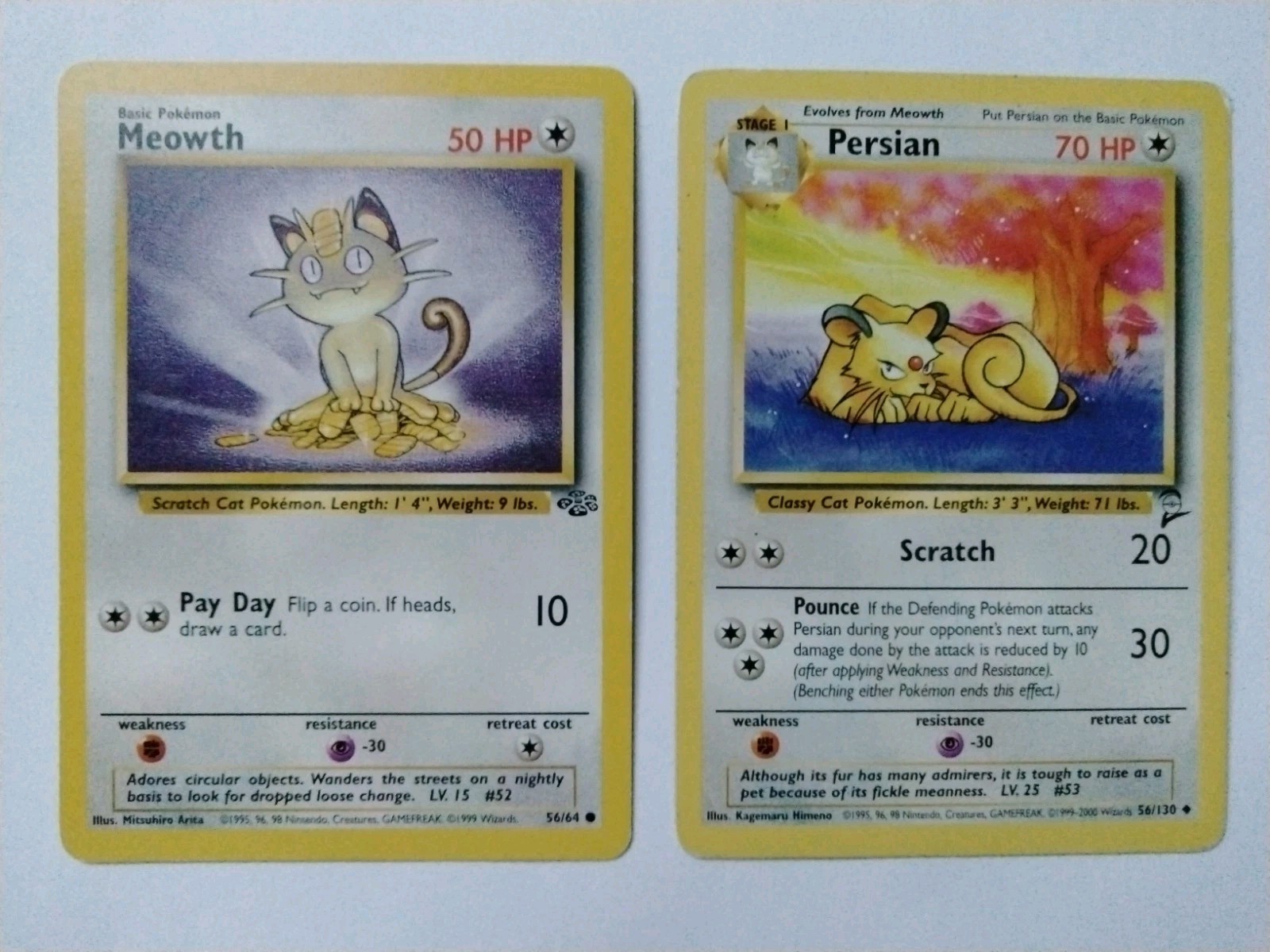 Meowth 56/64 Jungle & Persian Base Set 2 56/130 Uncommon Regular Pokemon TCG 
