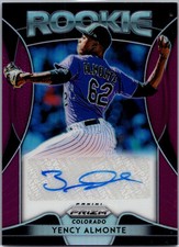 2019 Panini Prizm #RA-YA Yency Almonte Rookie Autographs Purple Prizm #/50