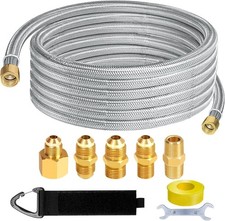 12ft Stainless High Pressure Braided Propane Hose Extension With Conversion Coup 12ft Stainless High Pressure Braided Propane Hose Extension With Conversion Coup