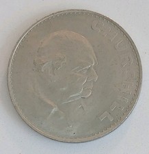 1965 Sir Winston Churchill Commemorative Coin. Crown Coin. Queen Elizabeth II