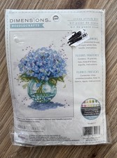 Dimensions Fresh Flowers Counted Cross Stitch 5" X 7" 70-65217 Blue Hydrangea