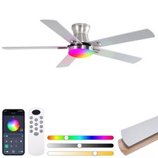 52 Inch Ceiling Fans with Lights, RGB Ceiling Fan with Remote and App,Flush M...
