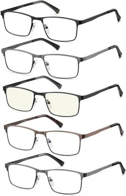 5er Pack Lesebrillen Herren Metallgestell Rechteckig Stil Edelstahl +1,0