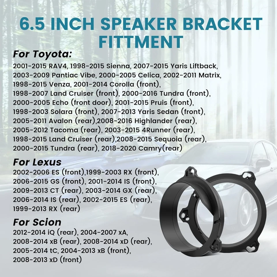 Par de anillos espaciadores adaptadores de altavoz de 6 1/2" 6,5" para Toyota Scion Pontiac seleccionado Foto 3 de 4