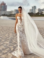 Full Lace Appliques Wedding Dress Charming Sweetheart Bridal Gown Mermaid