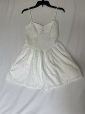 NWT American Eagle Babydoll Dress White W/ Lace Detail Adjustable Straps Size S