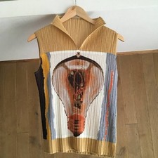PLEATS PLEASE ISSEY MIYAKE Light Bulb Print Pleated Tops PP31  JK741 size 3 VGC