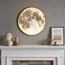 Dimmable Moon Wall Light 12 inch Wall Lights with Remote Control Plug-in Mode.