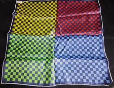 Vintage Scarf Geometric Theme Rayon Silk Hand Rolled 17"