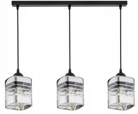 Pendelleuchte Wohnzimmer 3-Flammig Glas Silber E27 L:60 Cm HäNgelampe Esszimmer