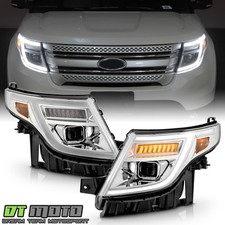 For  2011-2015 Ford Explorer Halogen Upgrade Chrome Led Sequentail Headlights