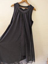 Size 14 16 dress Women's Black Tunic Top Christmas Sheer Lined Party Event