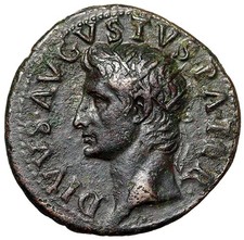 Divus Augustus Dupondius "Ornamented Altar" Rome Under Tiberius Good Very Fine