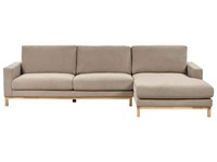 4-Sitzer Ecksofa Stoffbezug Beige Taupe Links Mit Sitzkissen Holzbeinen Siggard