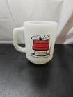 Vtg Snoopy Milk Glass Mug Anchor Hocking 1958 Peanuts - "Allergic To Morning"