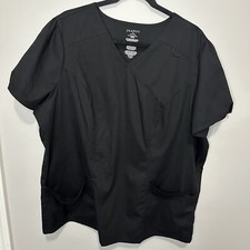 Women  s Jaanuu Size 1x Black Short Sleeve Scrub Top With Pockets
