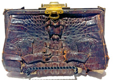 Vtg Genuine Crocodile Clutch Purse With Clasp Exotic Rare - Slight Damage 