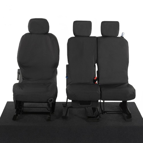 CITROEN BERLINGO VAN FRONT SEAT COVERS TAILORED WATERPROOF (2008-2018) BLACK 105 - Picture 21 of 24