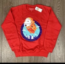 Peanuts NEW Sweatshirt Red Women s Snoopy City Pullover Crewneck S Sweater