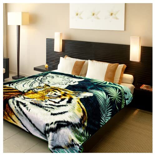 Tiger Blanket Queen Size, Thick Tiger Mexican Blanket - Winter Tiger Blankets - Picture 2 of 7