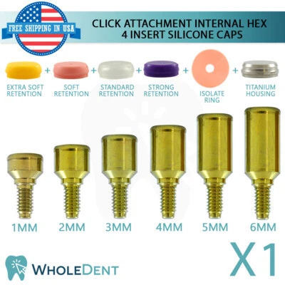 Click Attachment Abut ment 4 Insert Silicone Caps Dental Im plant Internal Hex