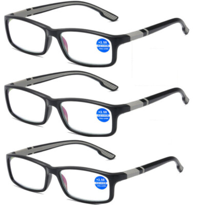 3 Pack Blue Light Blocking Reading Glasses Strength +1.0 To +4.0 For Men And