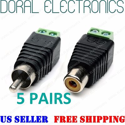 5 Pairs Speaker Wire Cable to Audio Female Male RCA Connector Jack Plug USSeller