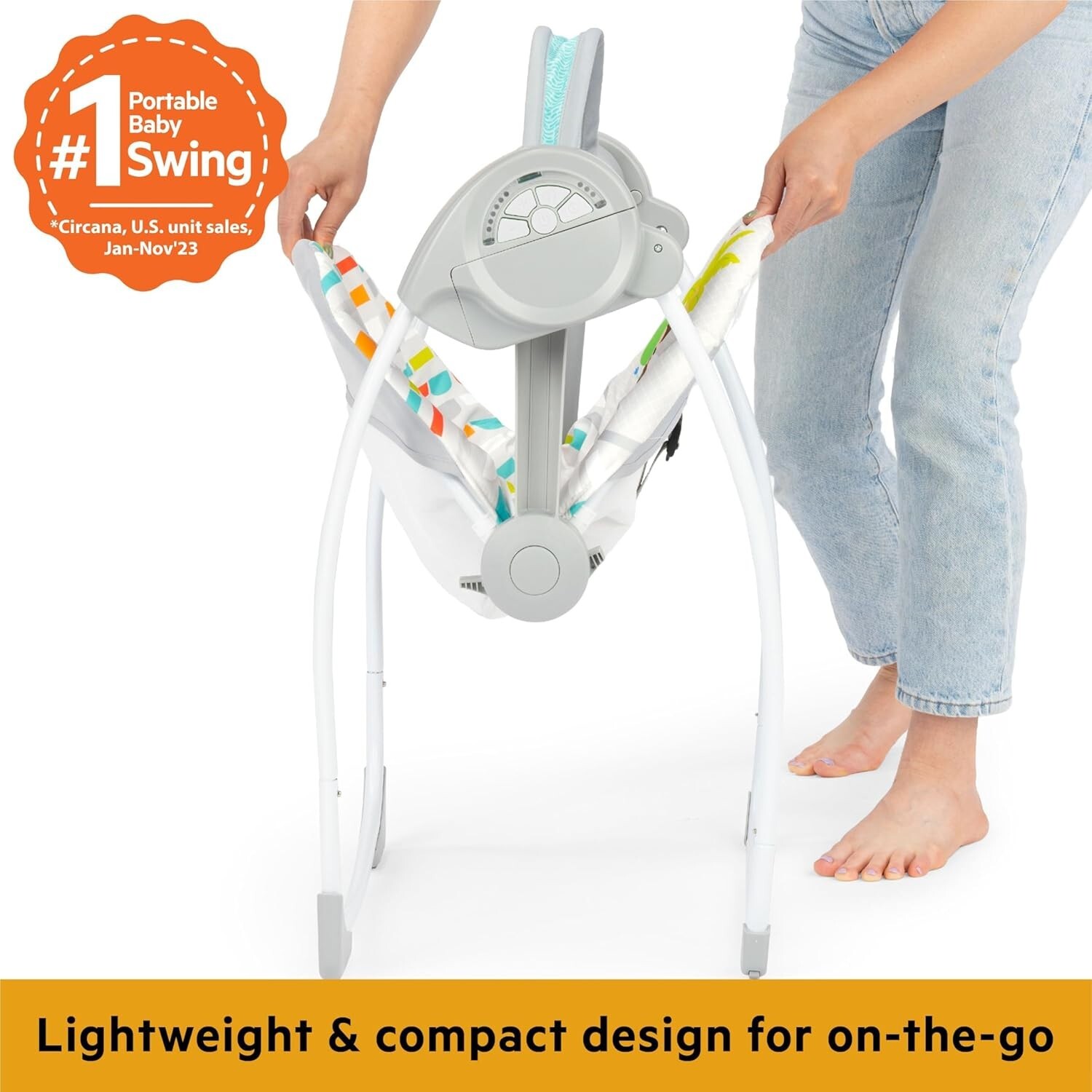 Playful Paradise Automatic Baby Swing with Music - Compact & Lightweight