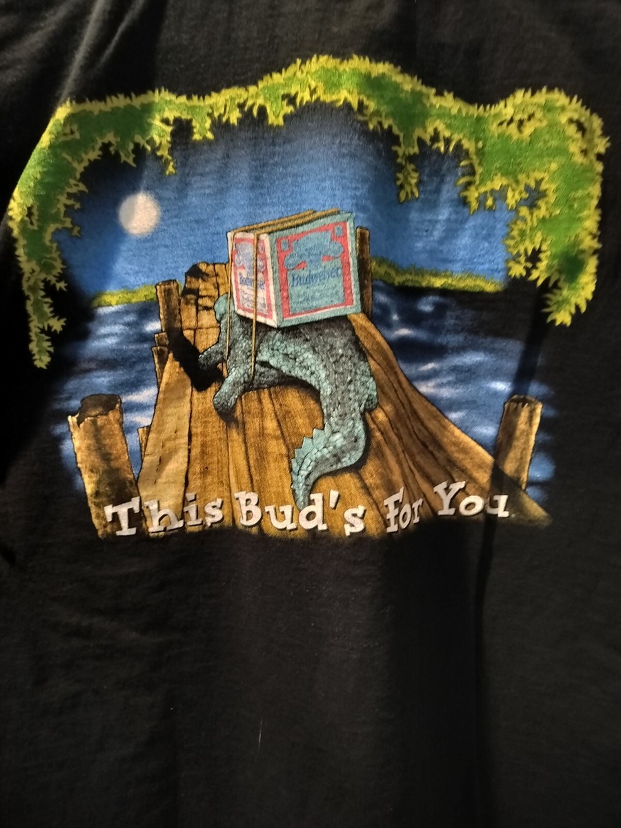 Vintage 1996 Budweiser Crocodile Frog T Shirt Double Sided Size XL