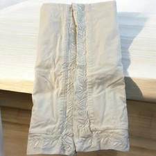 Ivory Off White King-sized Embossed Leaf Border Pillow Sham Farmhouse Cottage-