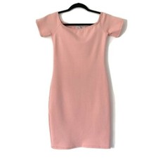 Solemio Size M Pink Off the Shoulder Bodycon Mini Dress Open Back Cutouts Club