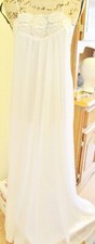 Vintage Val Mode Womens Long Negligee/Nightgown White Bridal Lace Bodice, Size M