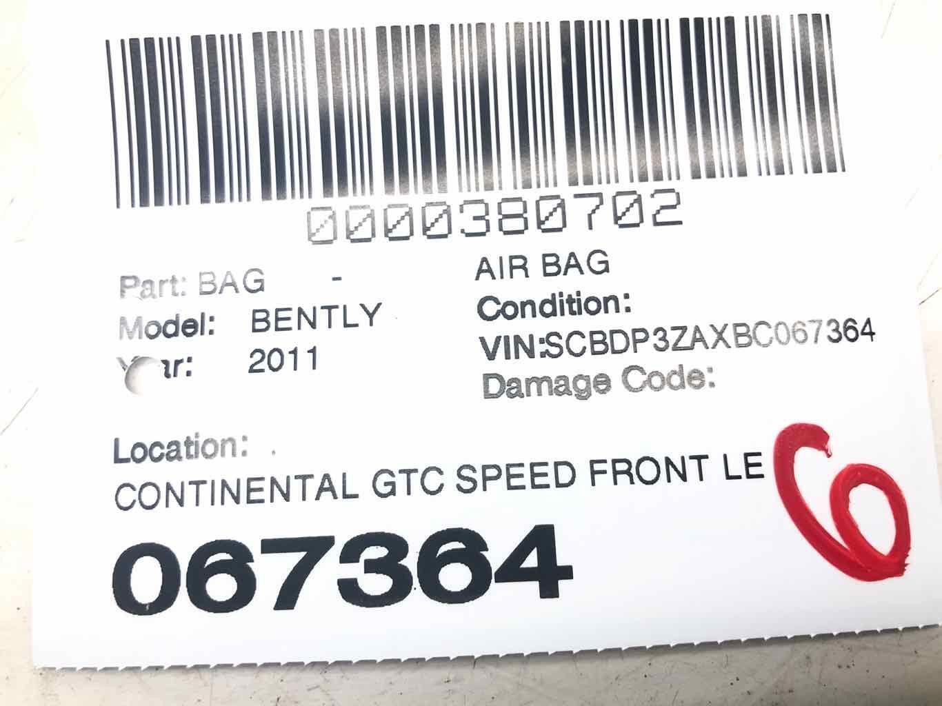 2009-2011 BENTLEY CONTINENTAL GTC FRONT LEFT DASH KNEE AIRBAG 3W1880922C OEM