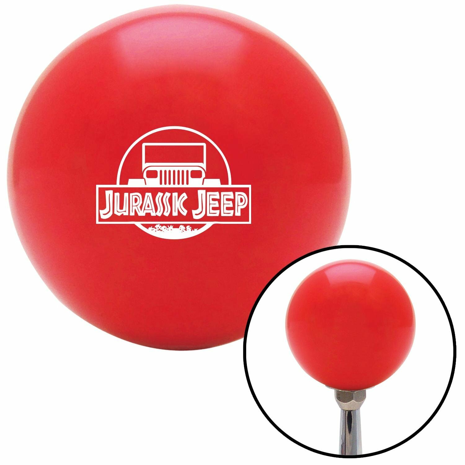 White Jurassic Red Shift Knob with M16 x 1.5 Insert nascar street rod