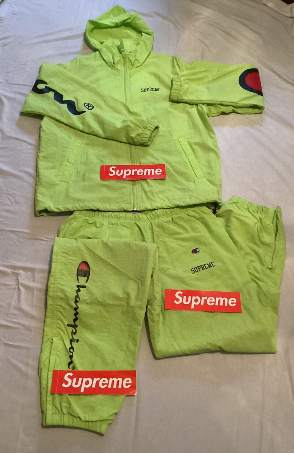 Supreme Champion Track Suit Collab. Neon Green Si… - image 1