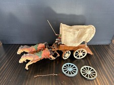 Vintage Toy Metal Covered Wagon w/Horses