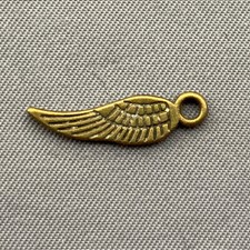 Angel Wing Feather Charms 18x9mm Antique Brass Plated Alloy Q30 Charms Per Pkg