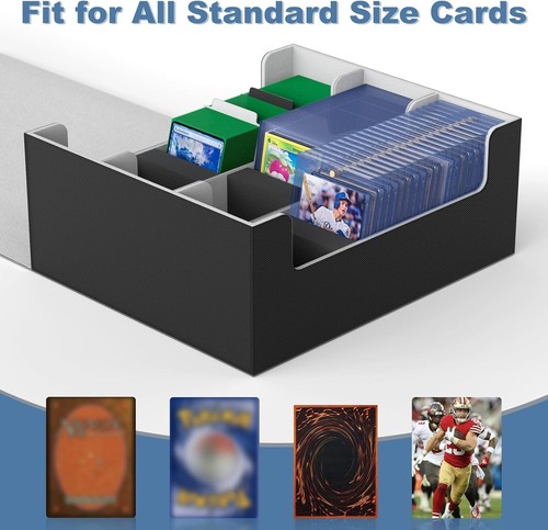 Elegant Leather Trading Card Storage Box for 1800+ Cards with Magnetic Closure - Picture 8 of 9