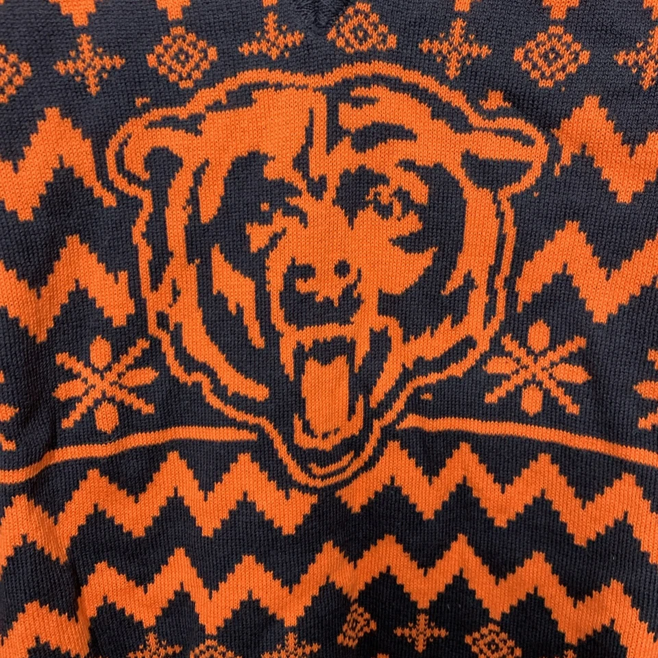 Mujeres NFL Chicago Bears Feo Suéter Vacaciones Cuello en V Pequeño Navidad Manga Larga Foto 3 de 4