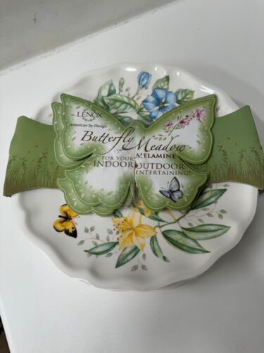 NWT Lenox BUTTERFLY MEADOW MELAMINE Set of 4 Indoor Outdoor Dinner Plates - Picture 1 of 6