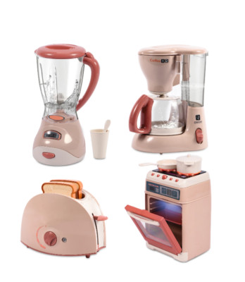 Play Kitchen Set 4Pcs Toy Appliance W/Oven Toaster Coffee Maker Juicer Khaki